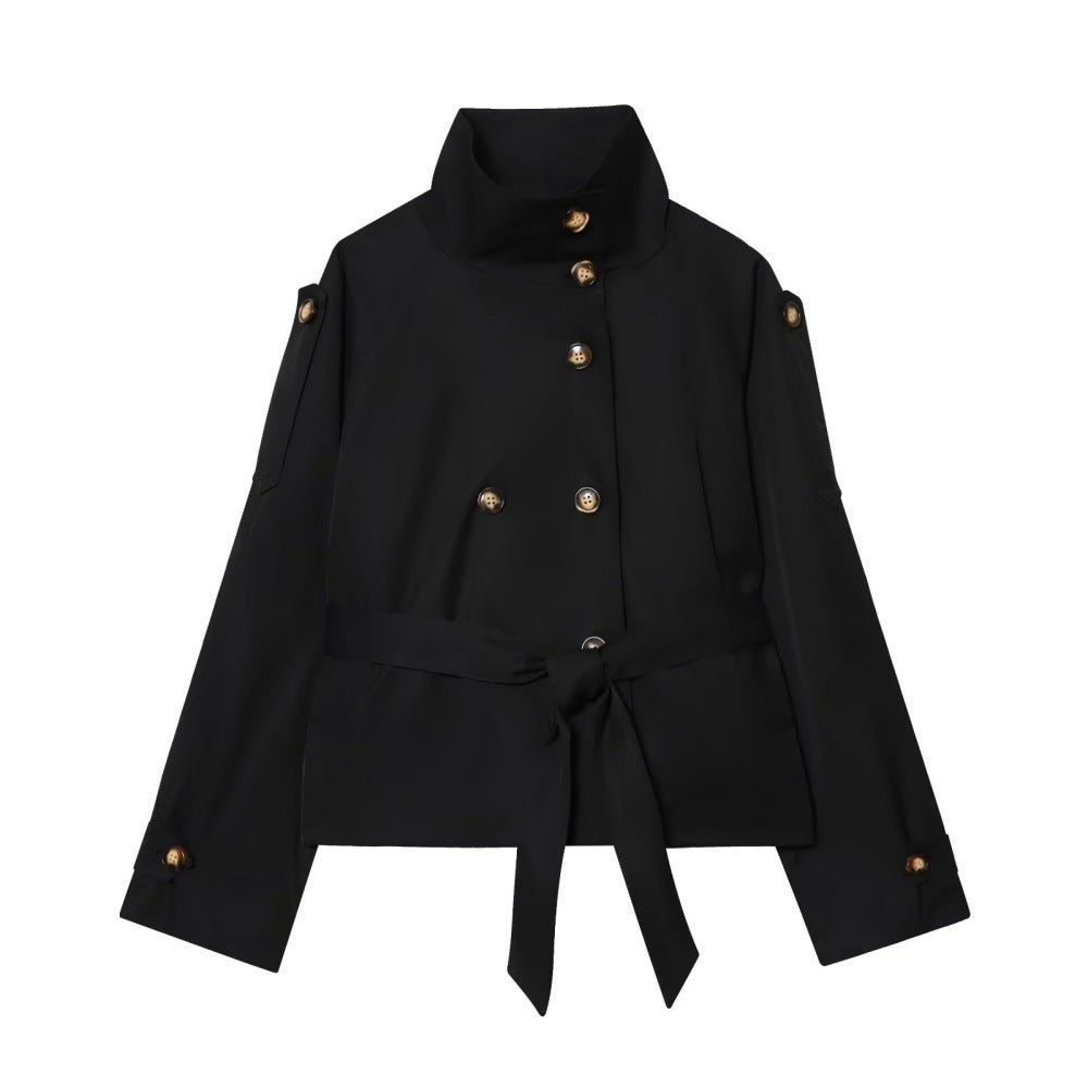 Trench noir avec ceinture