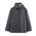 Manteau col écharpe gris