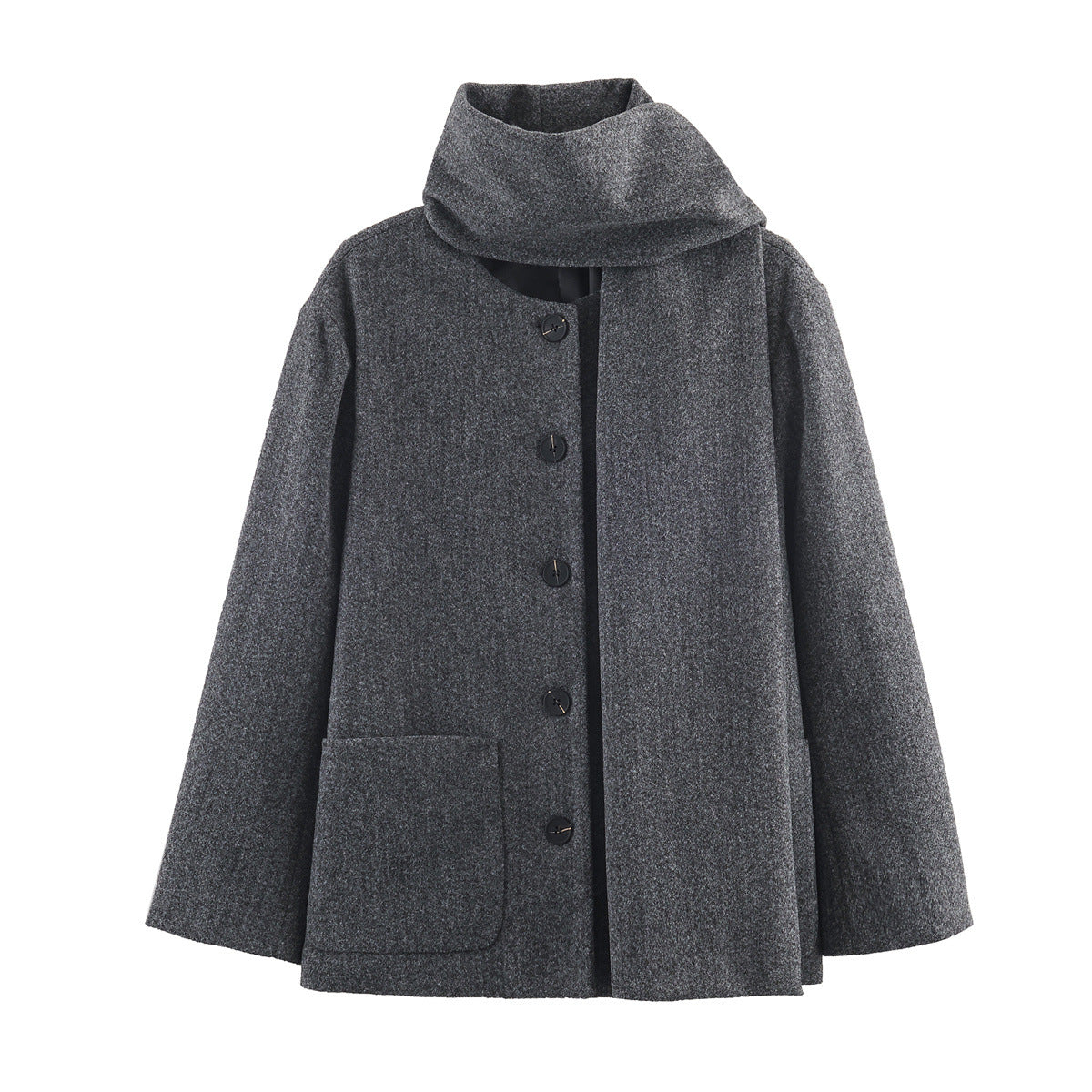 Manteau col écharpe gris