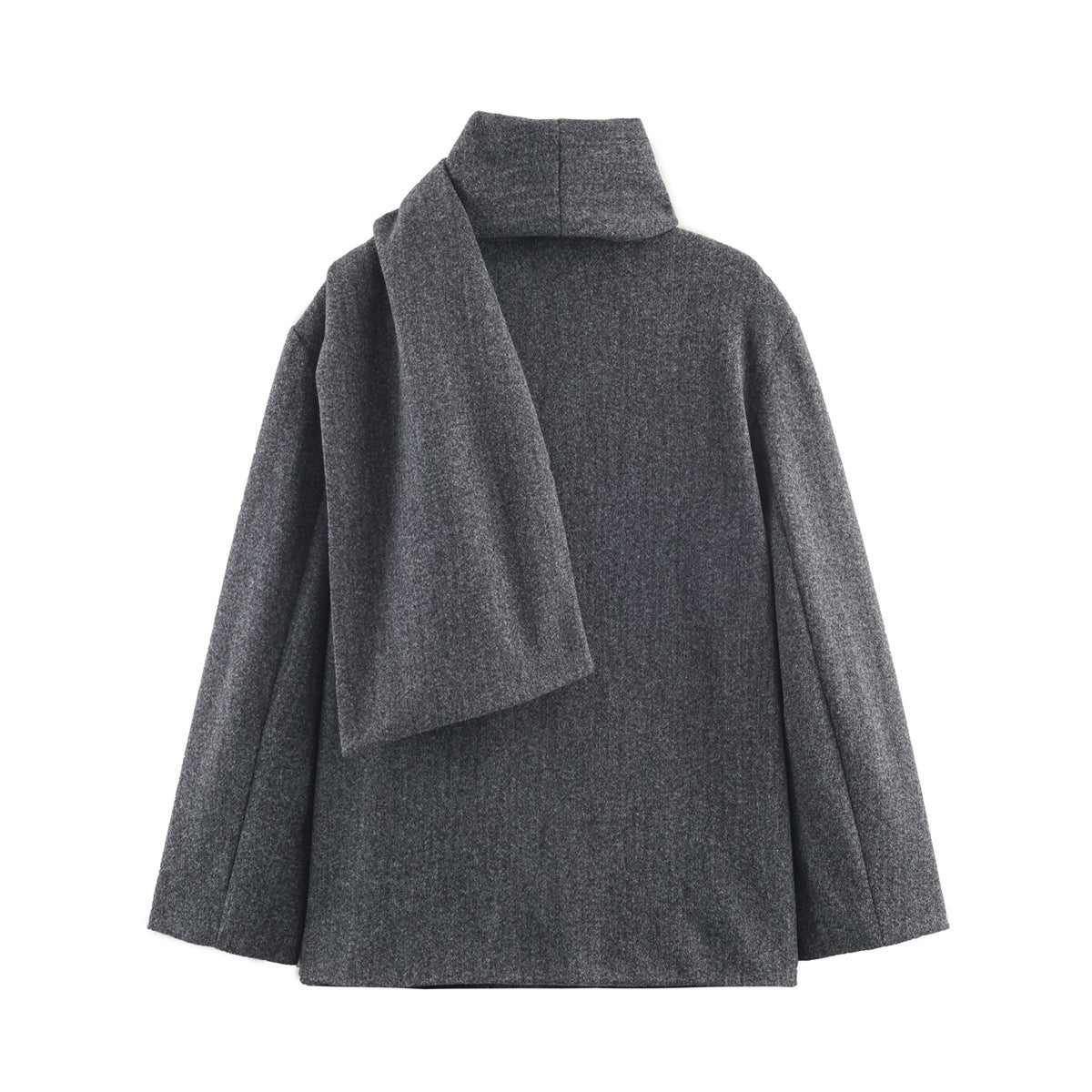 Manteau col écharpe gris
